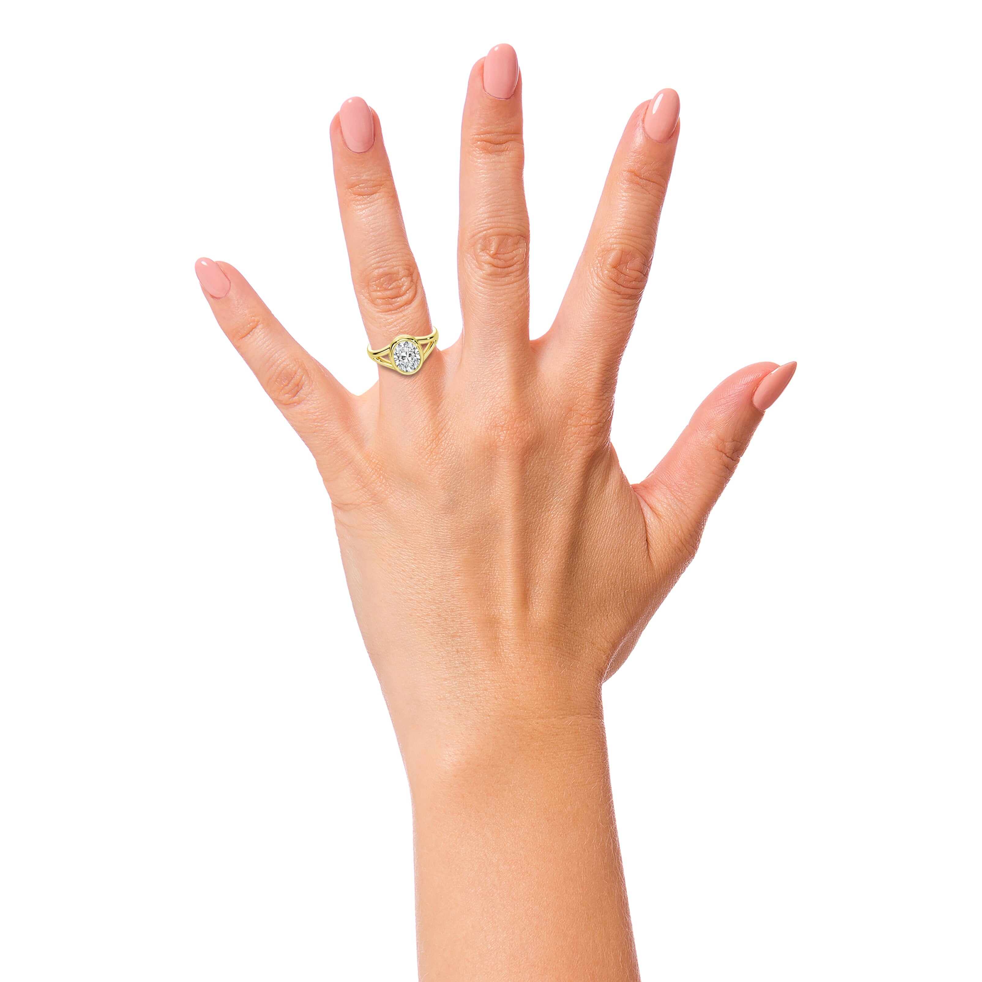 Oval Cut Bezel Yellow Gold Engagement Ring | Plum Diamonds