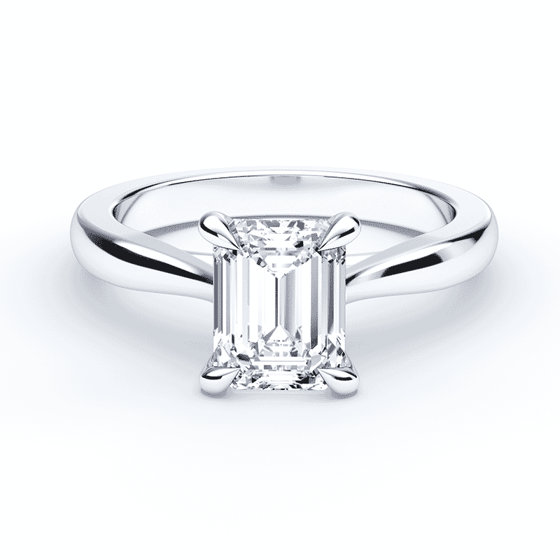 Cathedral White Gold Emerald Cut Diamond Ring – Plum