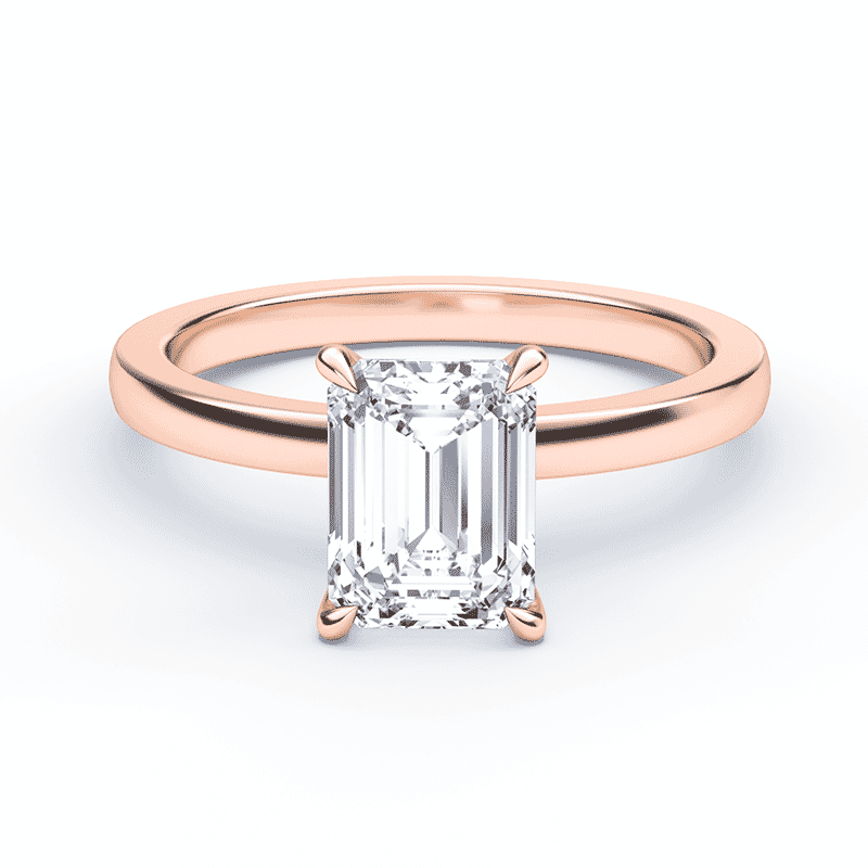 Rose Gold Emerald Cut Diamond Ring Plum Diamonds
