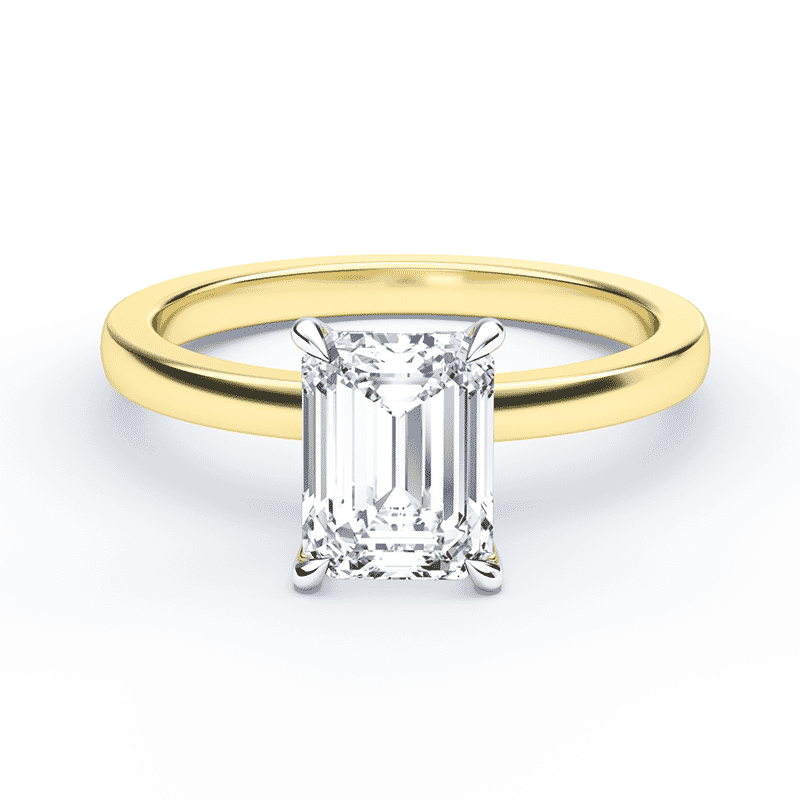Tone Yellow Gold Emerald Cut Diamond Ring Plum Diamonds