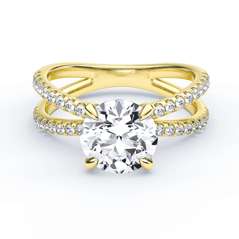 Yellow Gold Split Shank Engagement Ring Plum Diamonds
