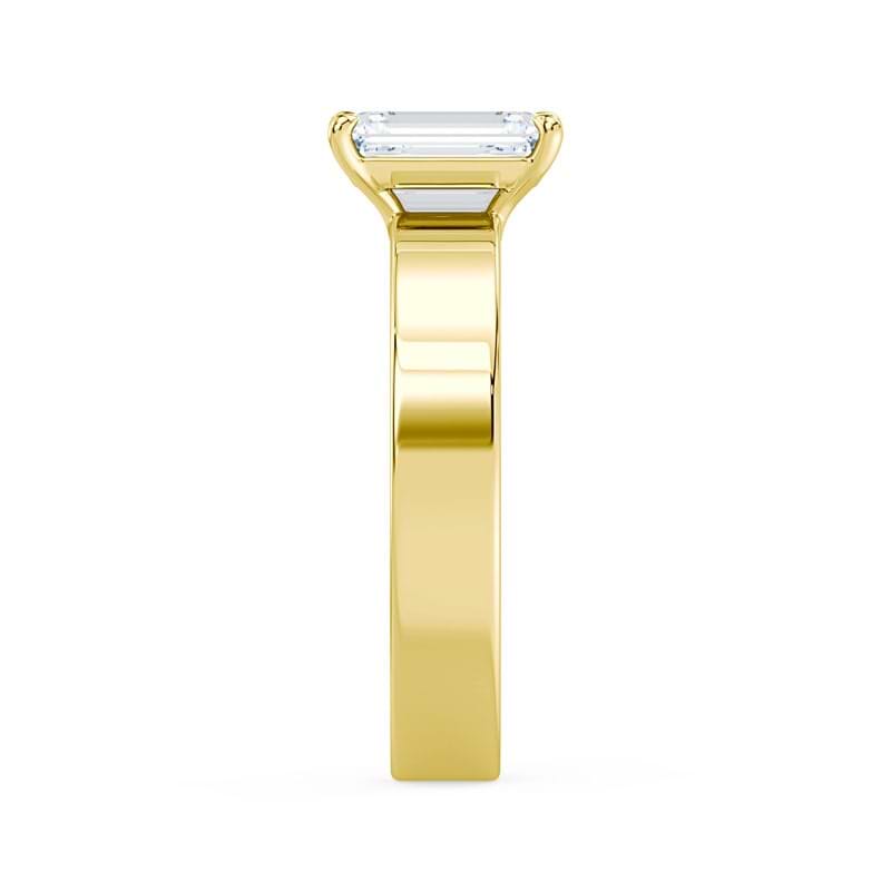 Emerald Cut Low Profile Wide Solitaire