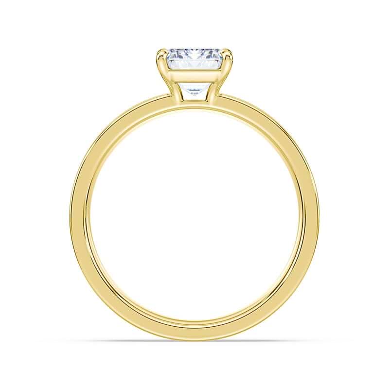 Emerald Cut Low Profile Wide Solitaire