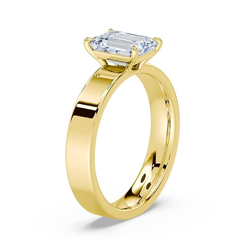 Emerald Cut Low Profile Wide Solitaire