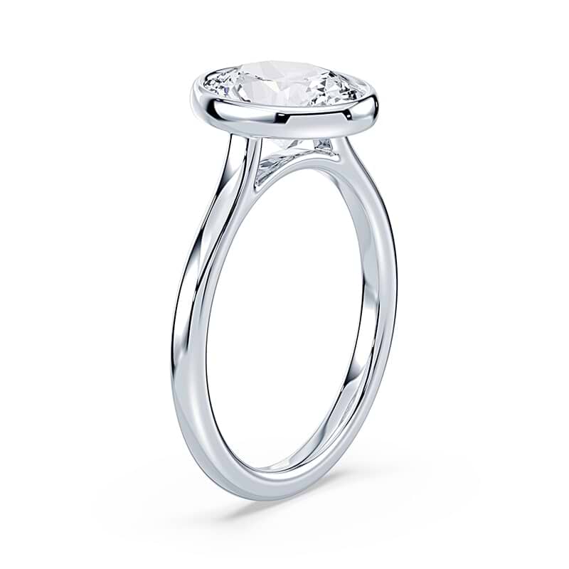 Cathedral Oval Cut White Gold Engagement Ring Plum