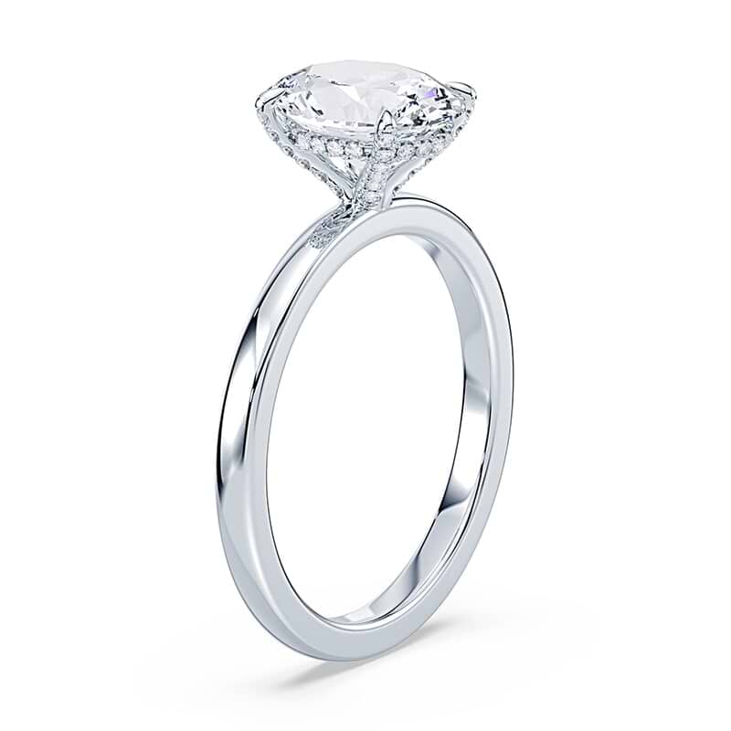 Oval Pave Prongs Engagement Ring