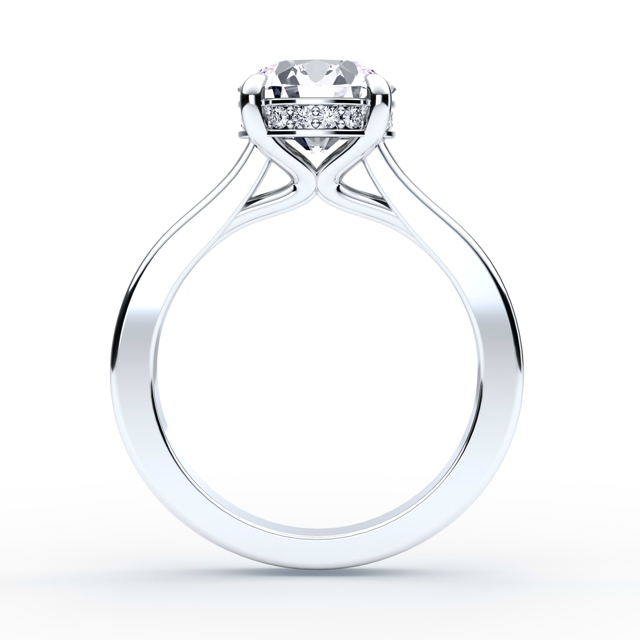 Hidden Halo Channel Set White Gold Cathedral Diamond Ring – Plum