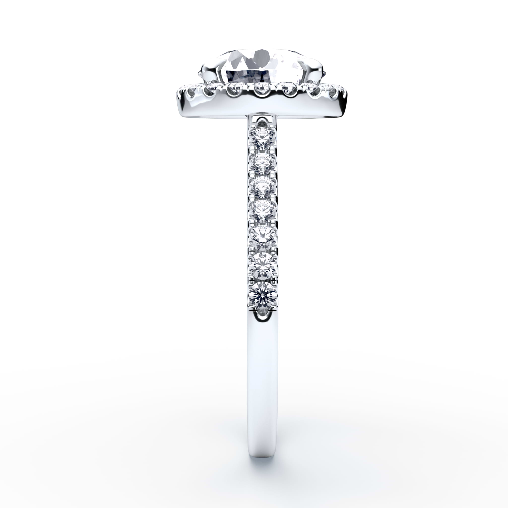 Lab Grown Pave Round Halo Diamond Ring Plum Diamonds