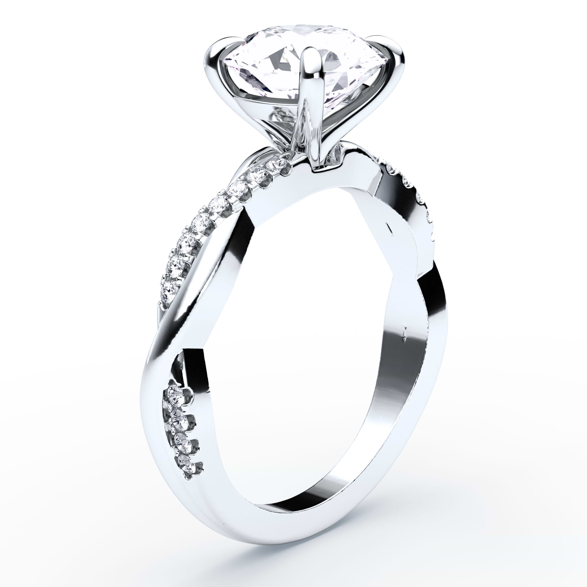 Lab Grown Twisted Band Engagement Ring Plum Diamonds