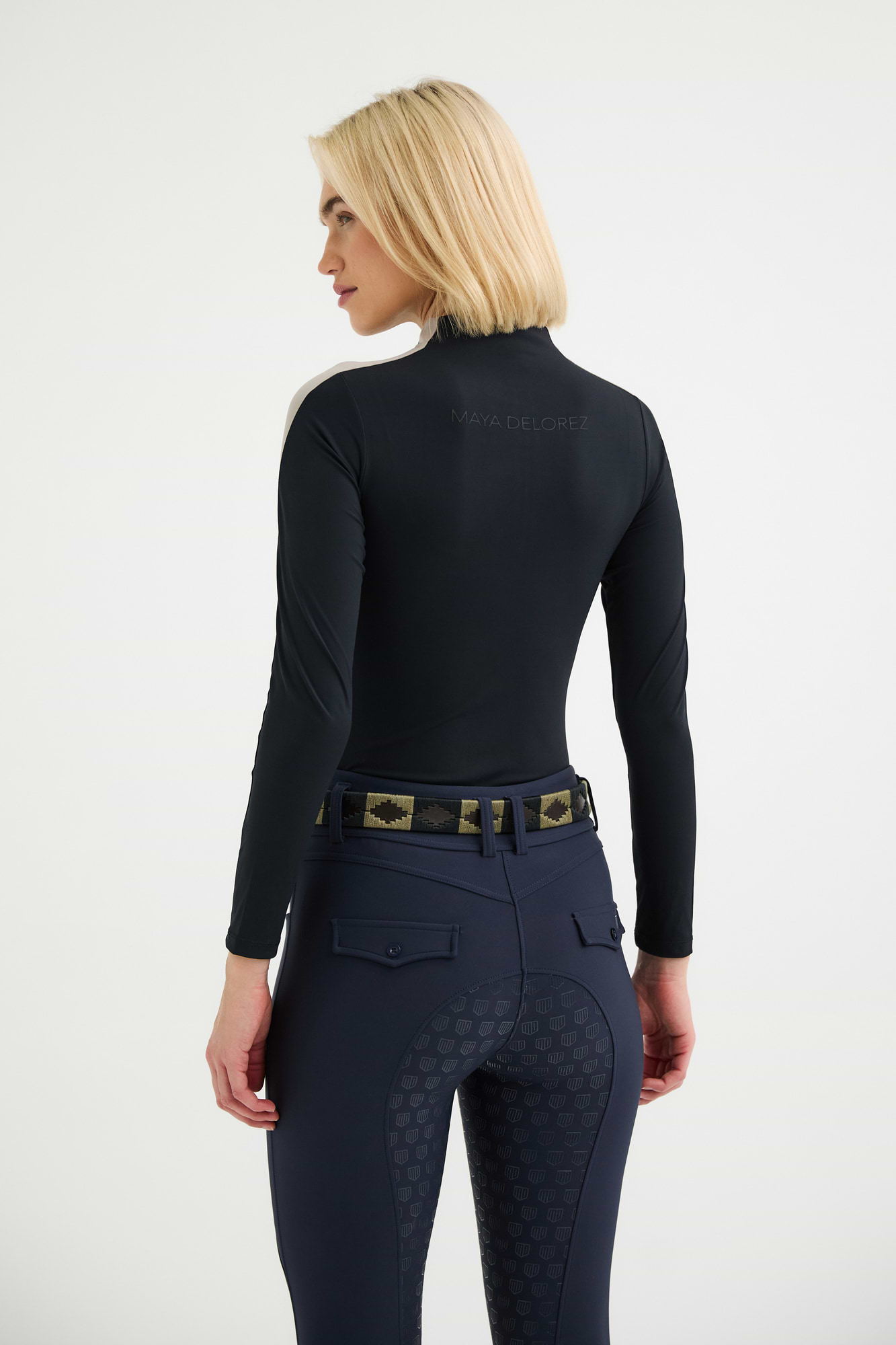 Black / Light Beige Fitted Halfzip | Maya Delorez