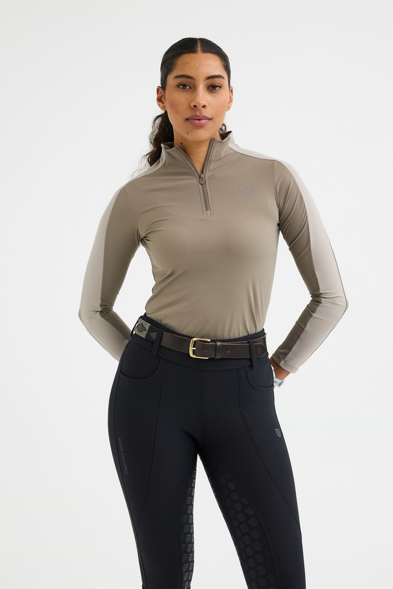 Langärmliges Zip-Oberteil