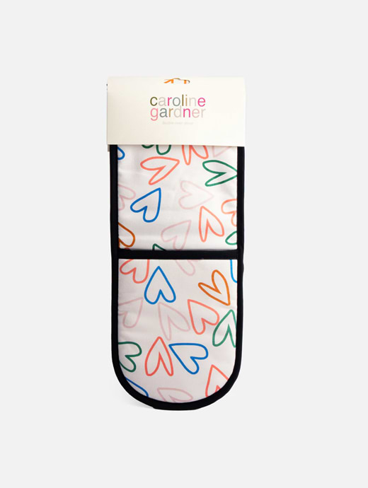 Caroline Gardner Multi Outline Hearts Double Oven Glove