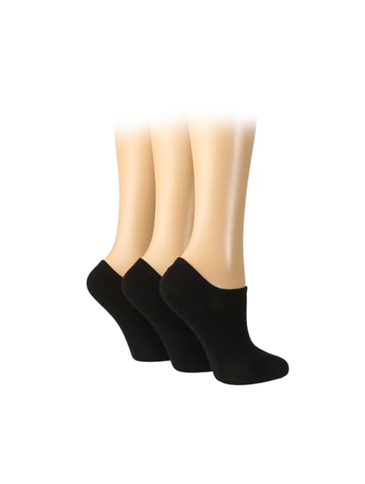 Caroline Gardner Plain Trainer Liner Black Socks 3 Pack Light Pink/Green/Pink Heart  