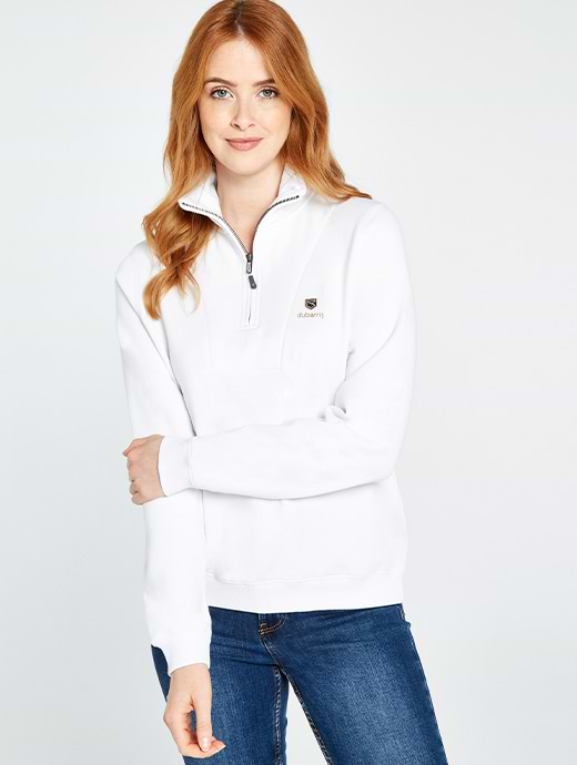 Dubarry Women's Castlemartyr 1/4 Zip Sweatshirt White