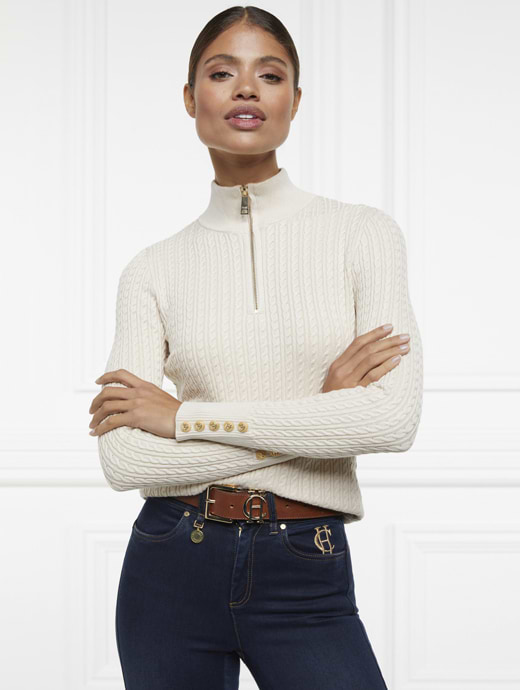 Holland Cooper Ava Half Zip Knit Almond