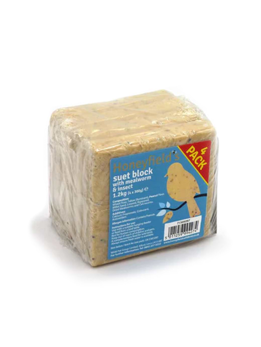 Honeyfields Suet Blocks With Mealworm & Insects 300g (4 Pack)