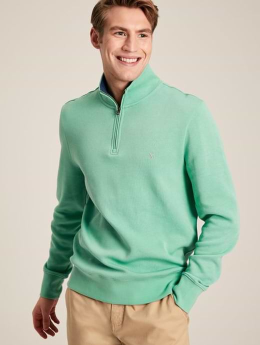 Joules Men's Alistair Quarter Zip Cotton Sweatshirt Green 