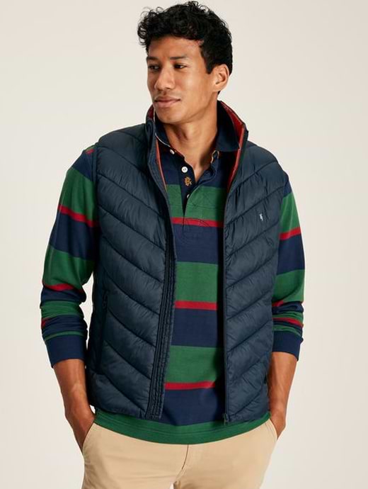 Joules Men's Garrett Padded Shower Resistant Gilet Dark Navy