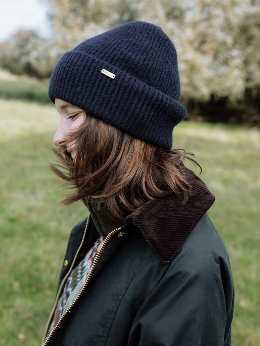 Barbour Kirton Beanie Hat Navy Marl