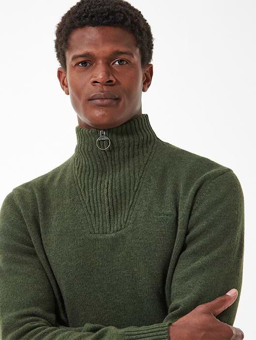 Barbour half zip lambswool jumper shop