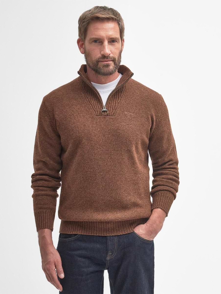Barbour essential lambswool half zip jumper discount