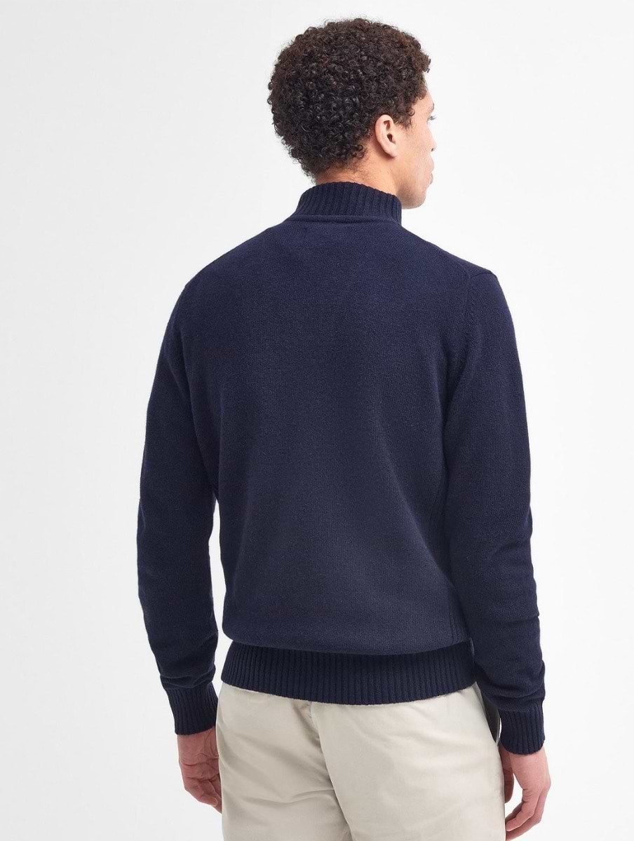 Barbour essential lambswool half zip jumper navy store