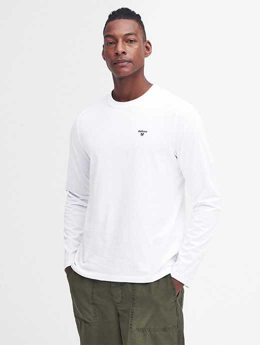 Barbour Men s Long Sleeve Sports T Shirt White