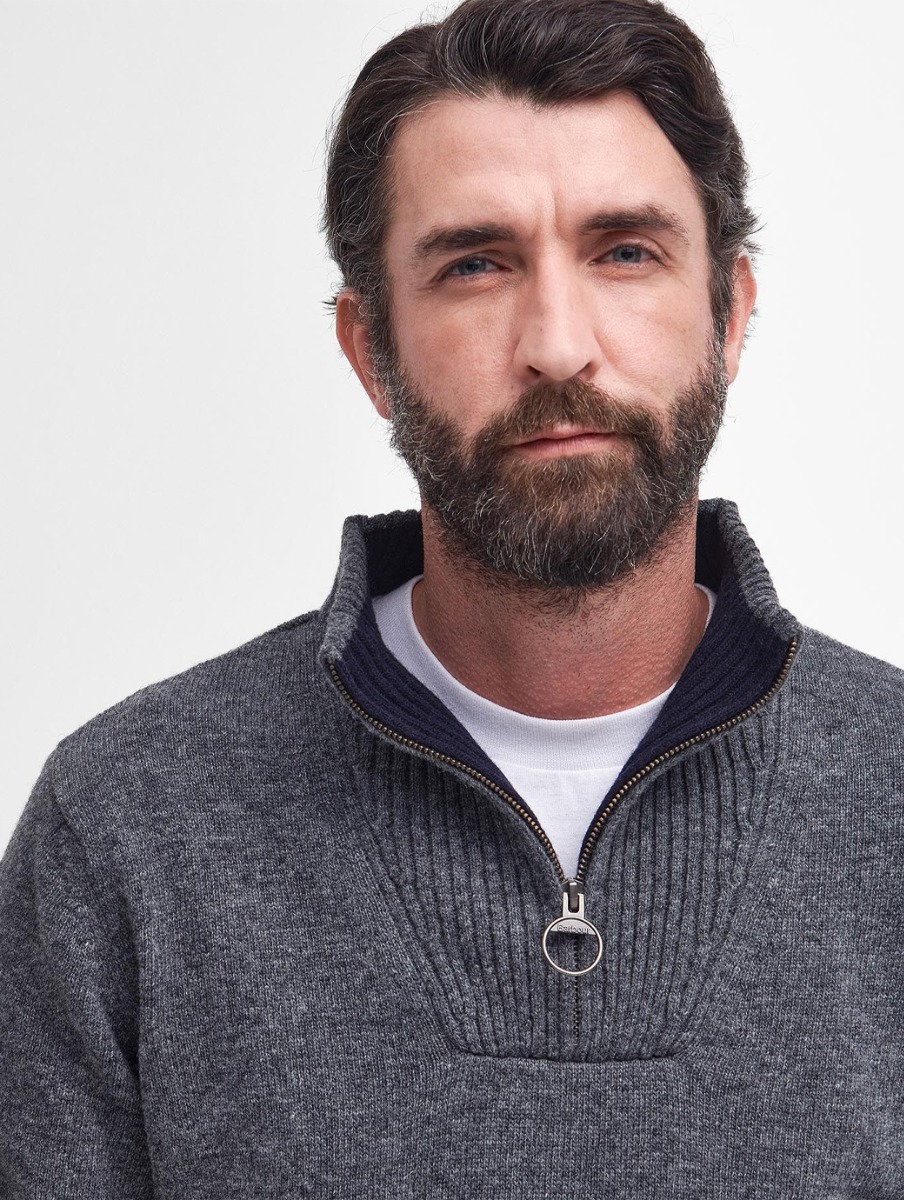 Barbour Men s Nelson Essential Half Zip Jumper Storm Grey