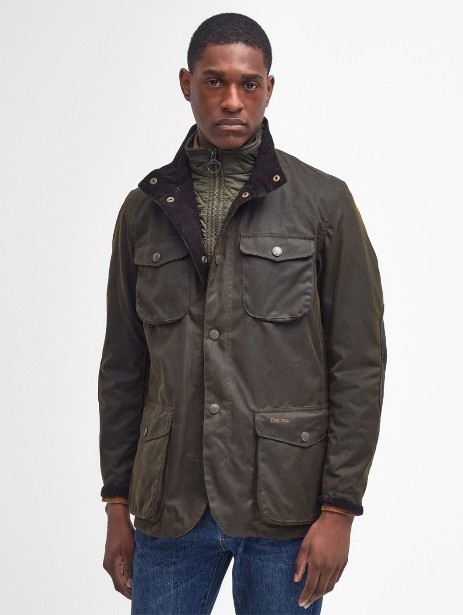 Barbour mens wax jacket olive on sale