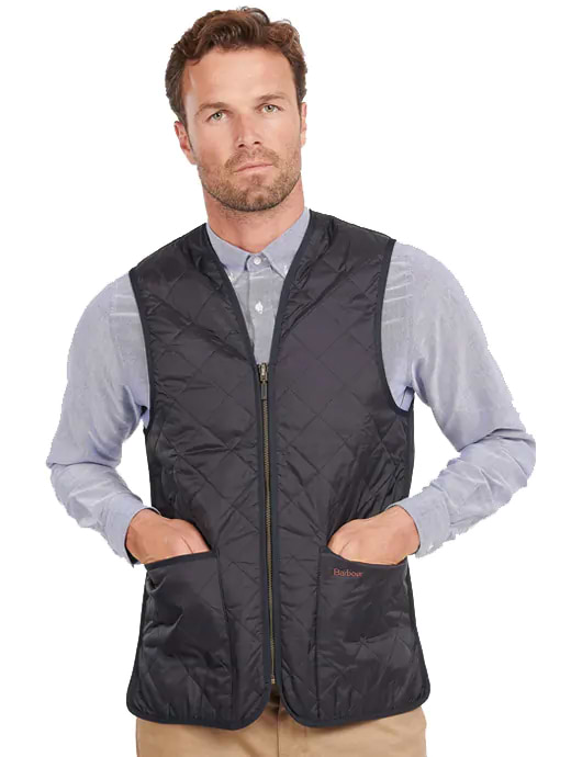Barbour Men s Quilted Waistcoat Zip In Liner Navy Dress Tartan