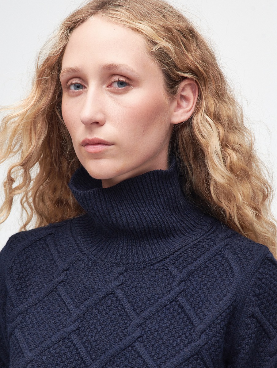Barbour Women s Burne Roll Neck Knit Jumper Navy
