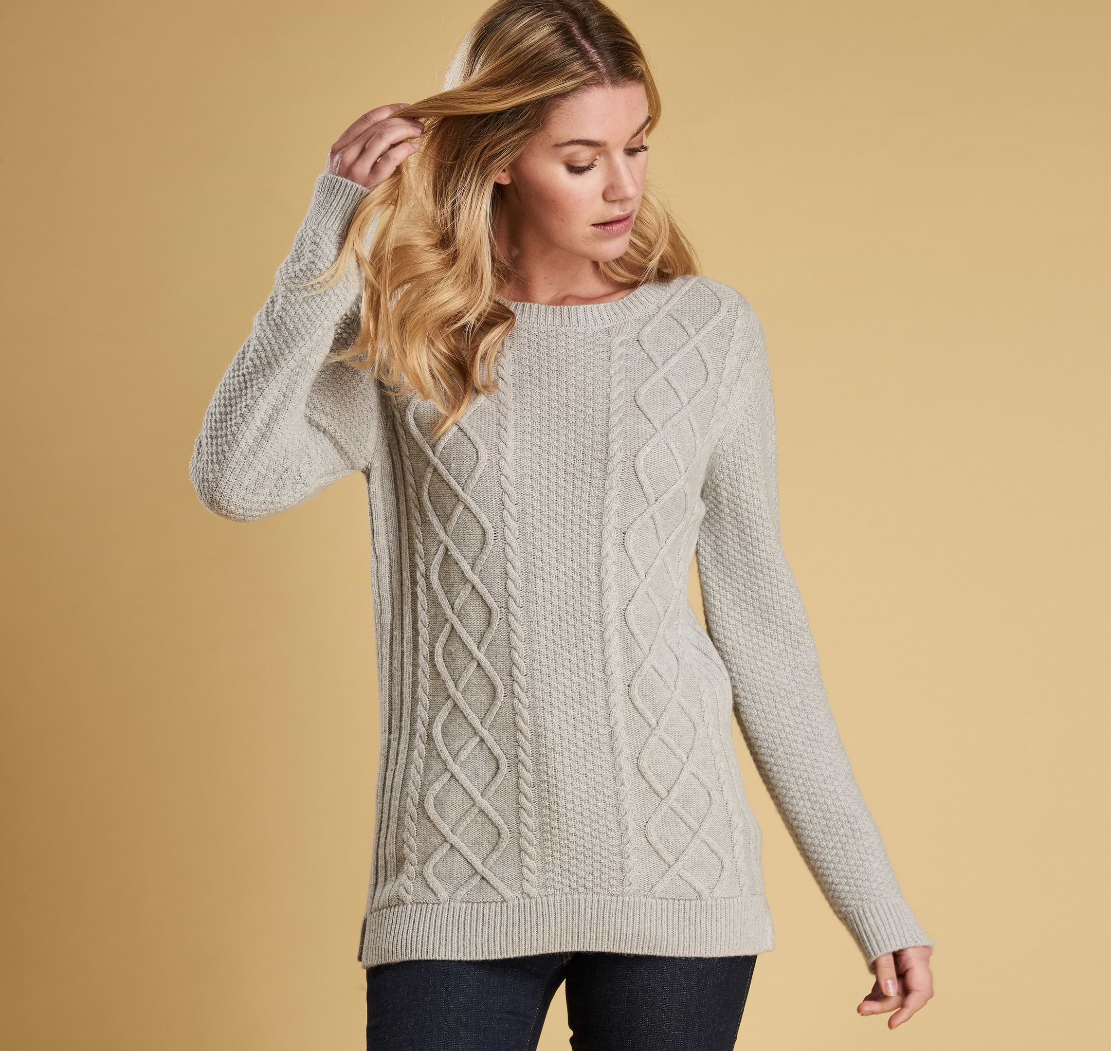 Barbour Leith Crew Neck Sweater Light Grey Griggs