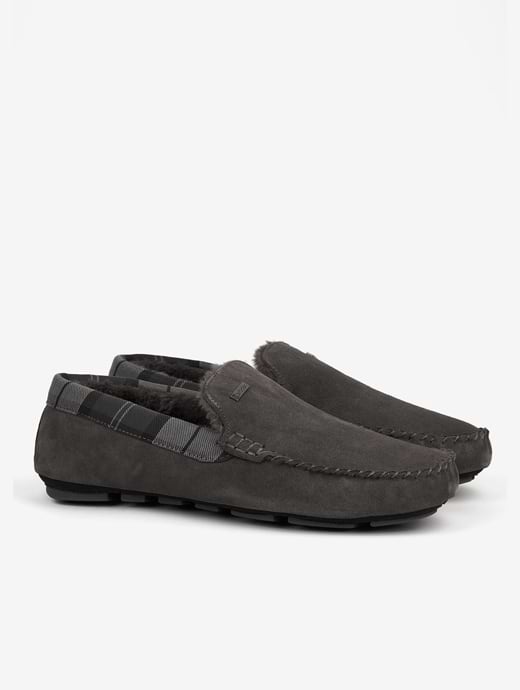 Barbour Monty Slippers Dark Grey Suede
