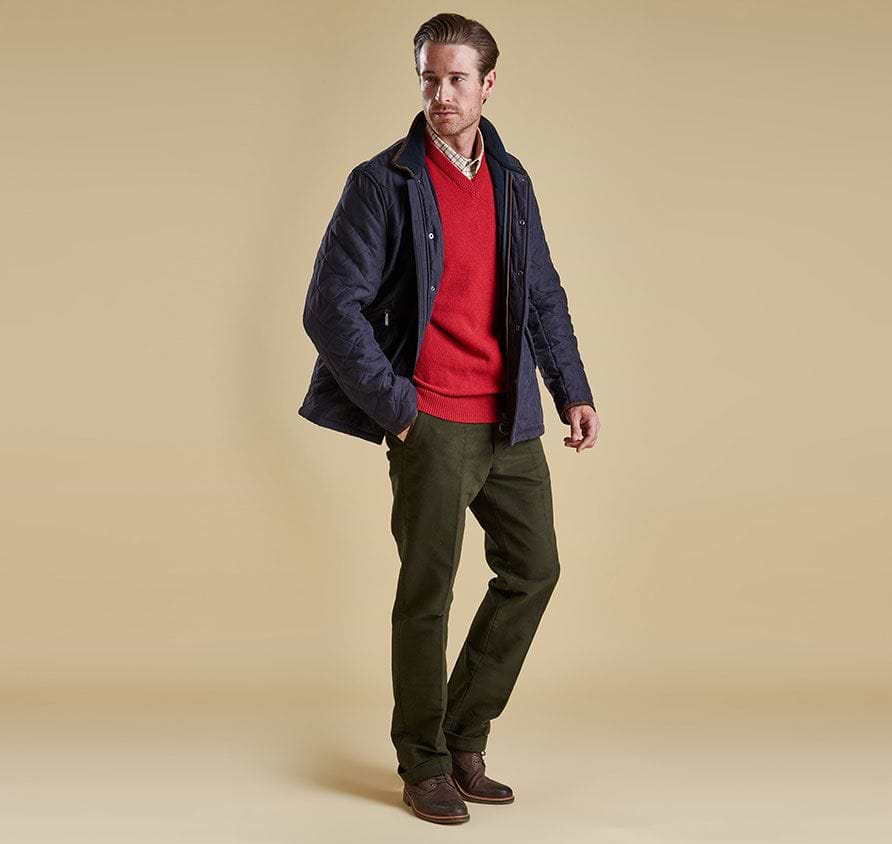 Barbour Traditional Fit Moleskin Trousers Olive