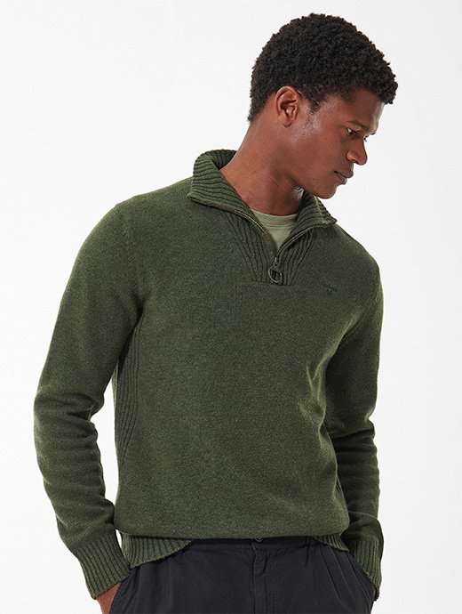 Barbour half zip lambswool jumper shop