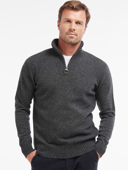 Barbour Essential Lambswool Half Zip Jumper Navy Mix Griggs