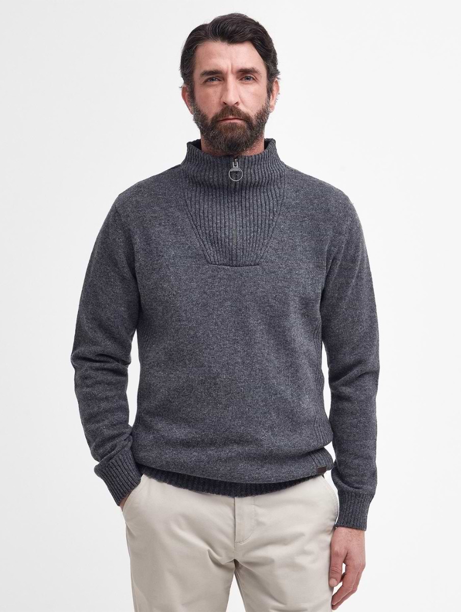 Barbour Men s Nelson Essential Half Zip Jumper Storm Grey