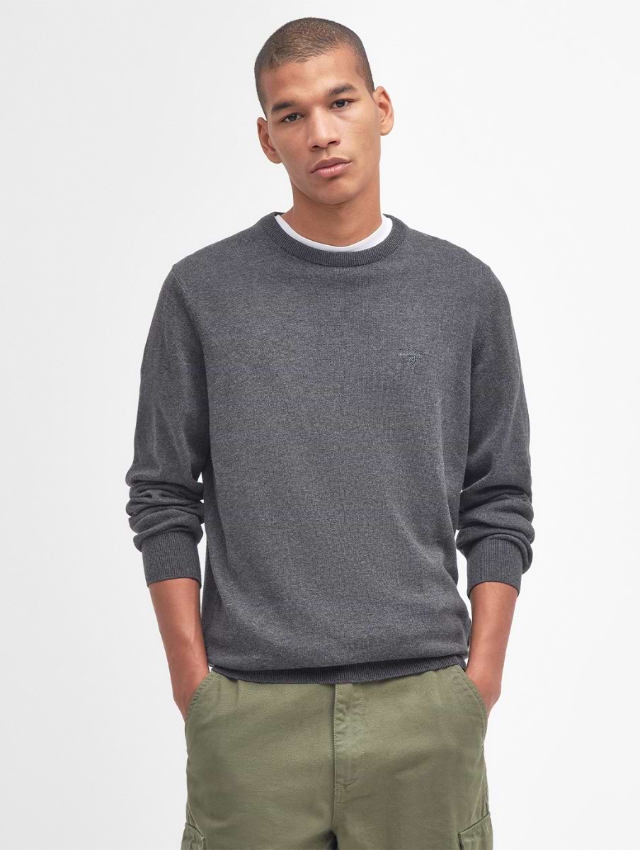 Barbour Men s Pima Cotton Crew Neck Jumper Navy