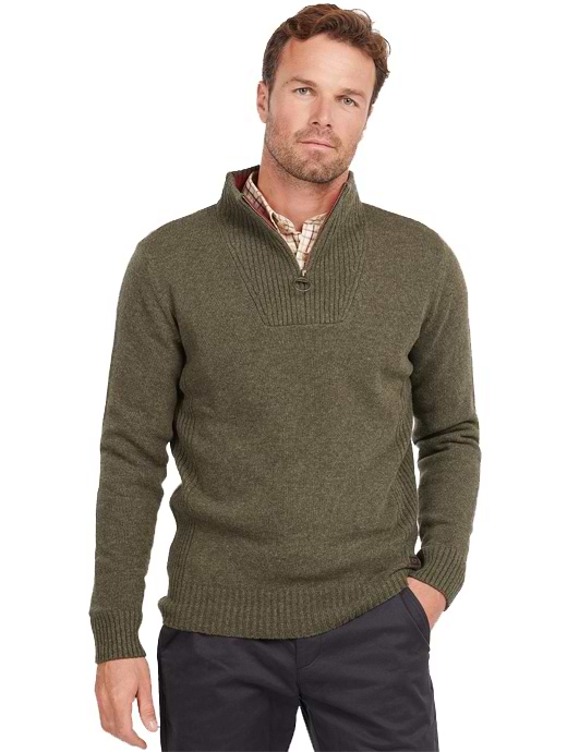 Barbour Men s Nelson Essential Half Zip Jumper Seaweed