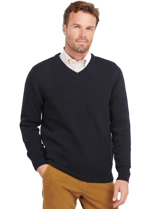 Barbour Nelson Essential V Neck Jumper Navy