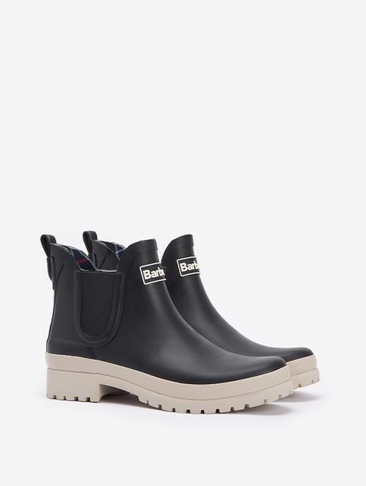 Barbour Women s Mallow Chelsea Welly Black White Pepper