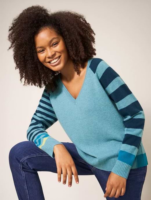 Blue cashmere jumper womens hotsell