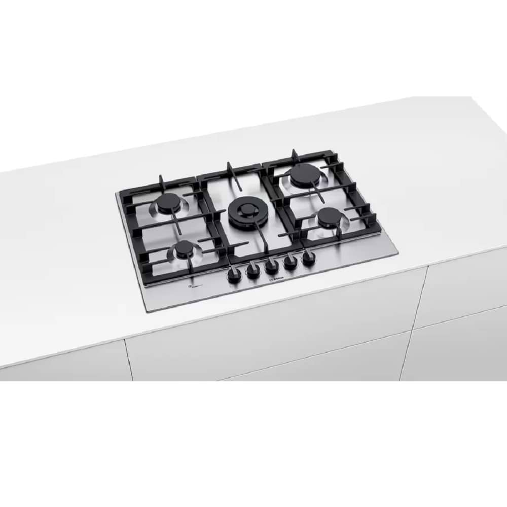 כיריים גז בוש 5 להבות Bosch PCQ7A5B90Y נירוסטה עם מבער טורבו