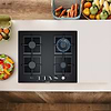 מוצרי חשמל - כיריים גז בוש 4 להבות Bosch PPH6A6M25Y זכוכית שחורה עם מבער טורבו