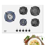 כיריים גז Sauter SHG755W סאוטר 5 להבות עם מבער טורבו זכוכית לבנה | תוצרת איטליה
