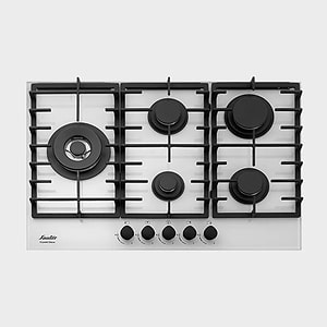 כיריים גז Sauter SHG757W סאוטר 5 להבות עם מבער טורבו זכוכית לבנה | תוצרת איטליה