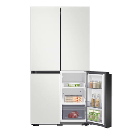 מוצרי חשמל - מקרר 854 ליטר Samsung RF90A9015WH BESPOKE סמסונג 4 דלתות מקפיא תחתון זכוכית לבנה
