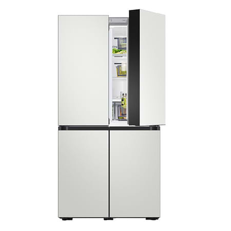 מקרר 854 ליטר Samsung RF90A9015WH BESPOKE סמסונג 4 דלתות מקפיא תחתון זכוכית לבנה