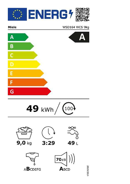מוצרי חשמל - מכונת כביסה 9 ‏ק”ג Miele WSD164 WCS ‏מילה