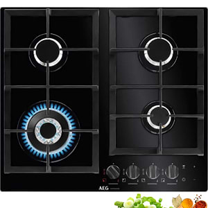 כיריים גז 4 להבות AEG HKB64550NB זכוכית שחורה 60 ס”מ